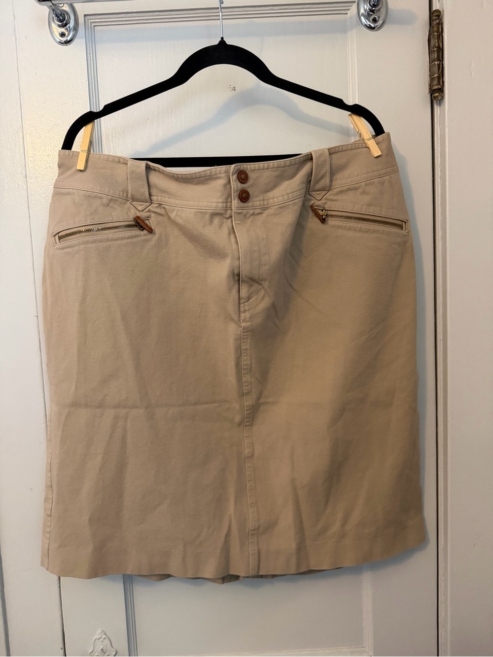 Ralph Lauren Khaki Pencil Skirt with Zip Pockets